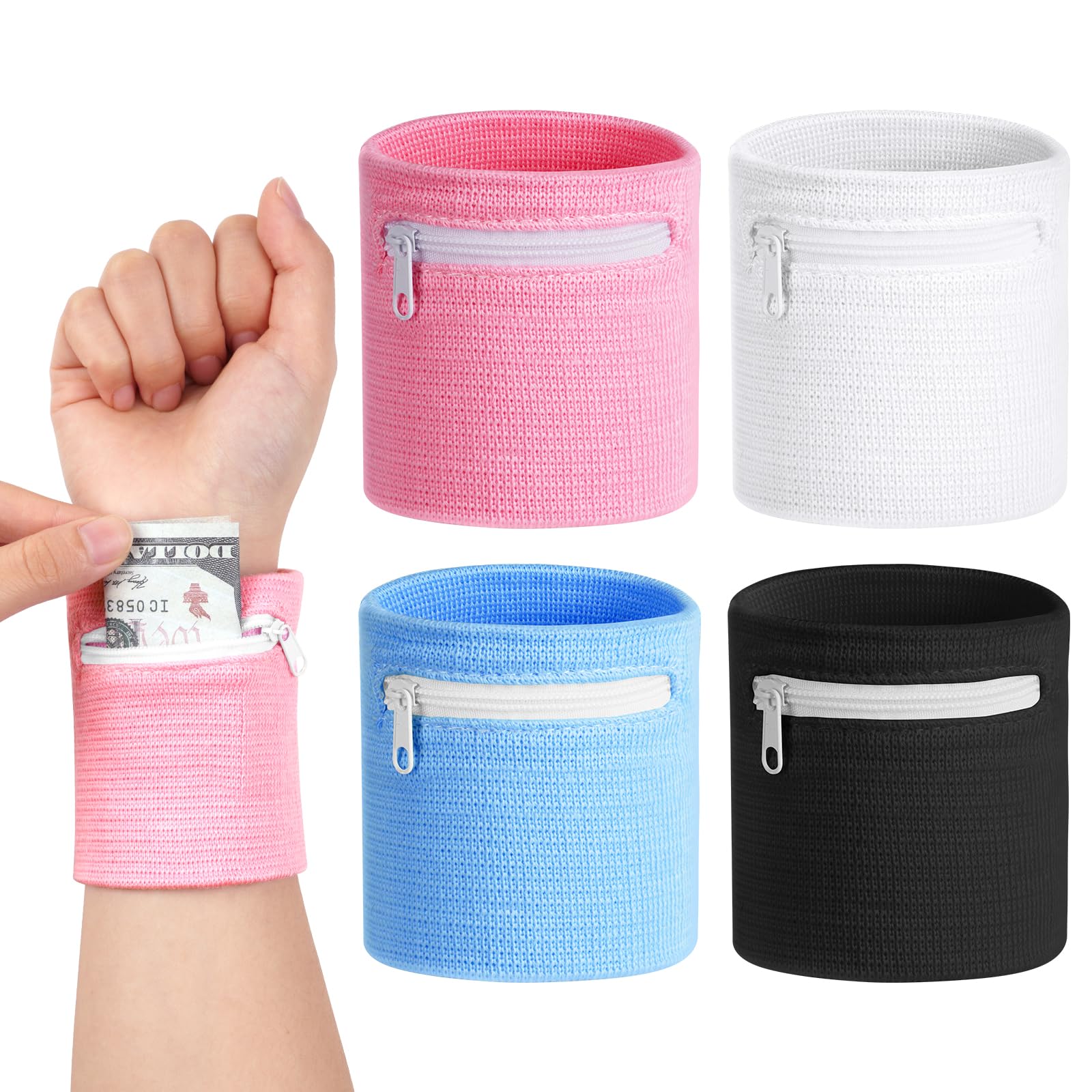 HAGOT 1/2/3/4 Pezzi Marsupio Polso, Tasca Morbida ed Elasticizzata con Cerniera per Corsa, Palestra, Camminata, Ciclismo, Escursionismo, Yoga e Altro Ancora