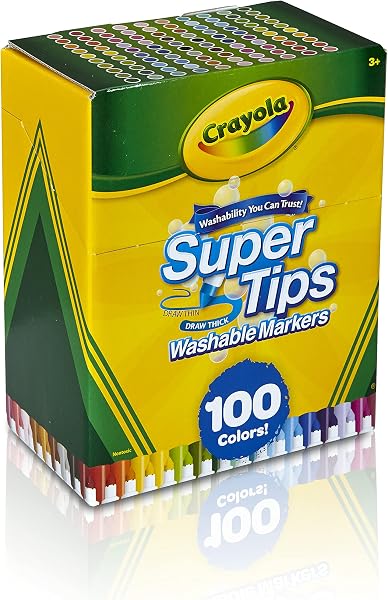 CRAYOLA Washable SuperTips Markers, 100 Vibrant Colours including Storage Box and perfect for school, hand lettering & journaling, Assorted, 58-5100 - 4