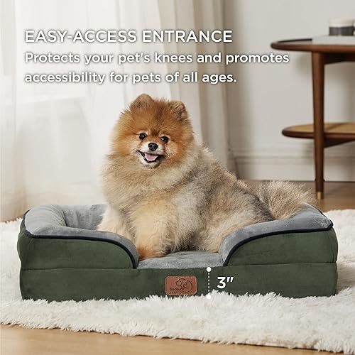 Miniatura 6 de Bedsure Cama ortopédica pequeña para perros, sofá cama lavable para perros pequeños, sofá cama de espuma de apoyo para mascotas con funda extraíble