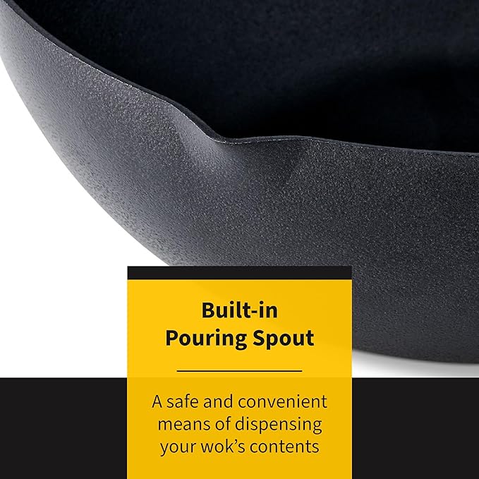 Wok Ken Hom antiadherente de aluminio 12 pulgadas, mango suave, base plana, color negro miniatura 4
