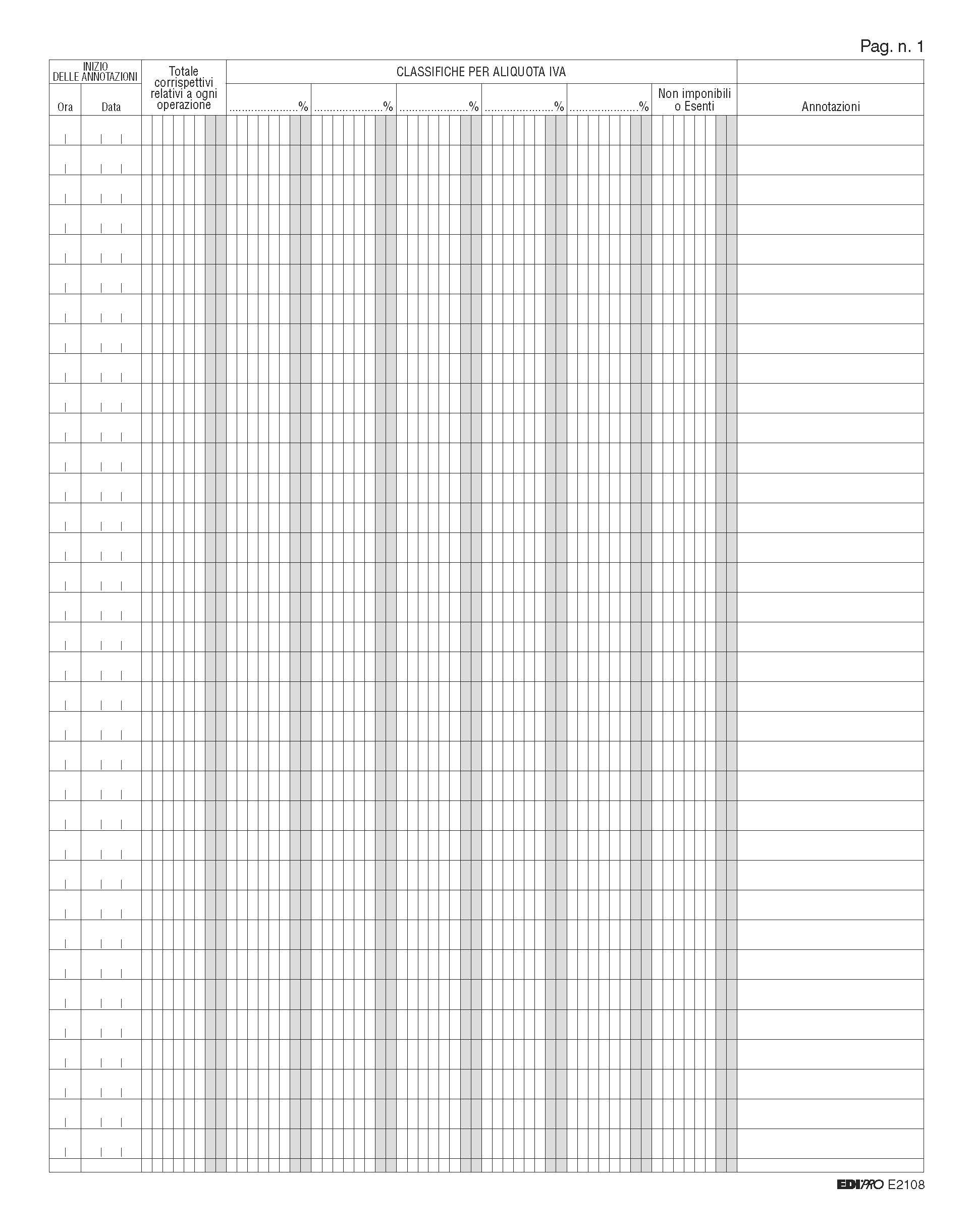 EDIPRO E2108 Registro dei corrispettivi 46 pagine numerate 31x24,5
