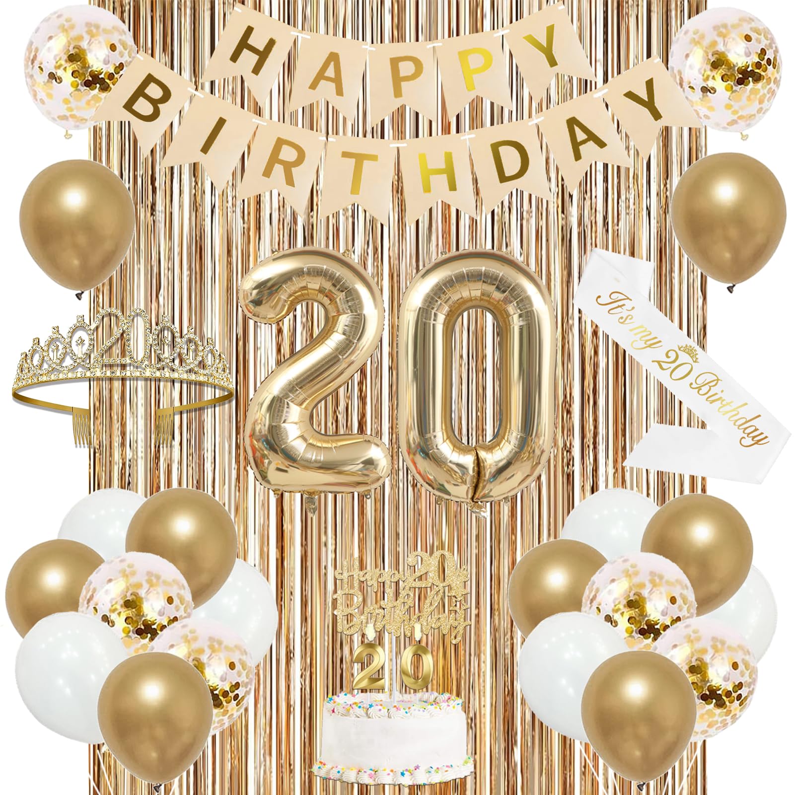 Trgowaul Happy 20th Birthday Decorations Set