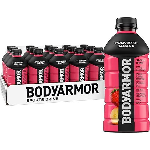 BODYARMOR Sports Drink Sports Beverage, Strawberry Banana, Coconut Water Hydration, Natural Flavors With Vitamins, Potassium-Packed Electrolytes, Perfect For Athletes, 28 Fl Oz (Pack of 15) - Strawberry Banana - 28 Fl Oz (Pack of 15)
