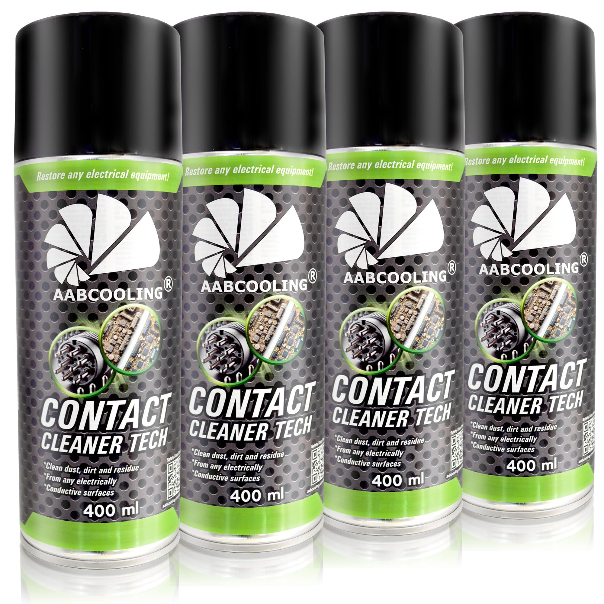 AABCOOLING Nettoyant Contacts (Lot de 4x400 ml) – Spray de Nettoyage pour Contacts Électriques et Moteurs, Élimine Poussière et Huile, Séchage Rapide, Protège contre l'Oxydation