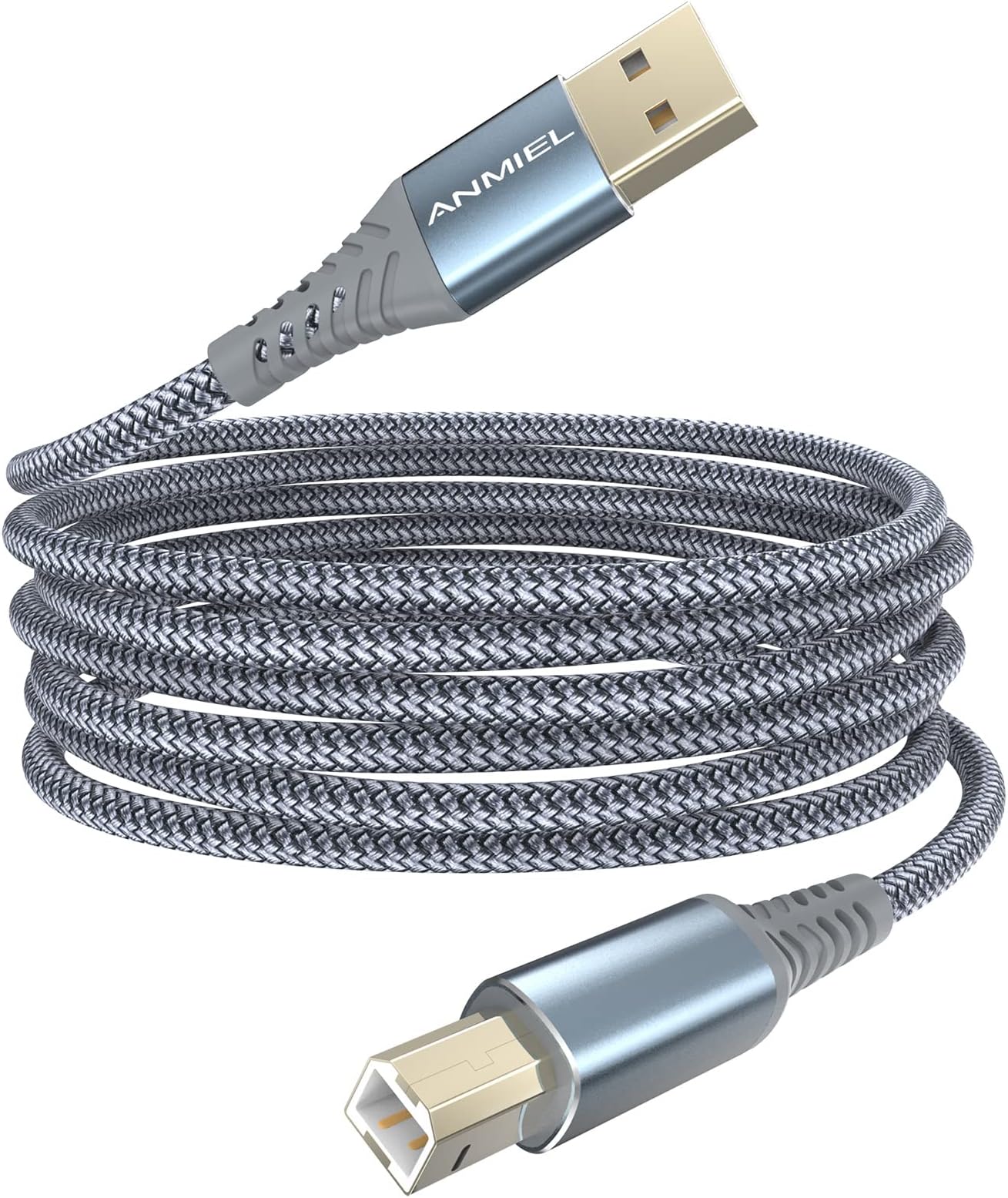 USB 3M Printer Cord - Premium Durable USB 2.0 Type A Male to B Male Scanner Cable for HP, Canon, Dell, Epson, Lexmark, Xerox and More