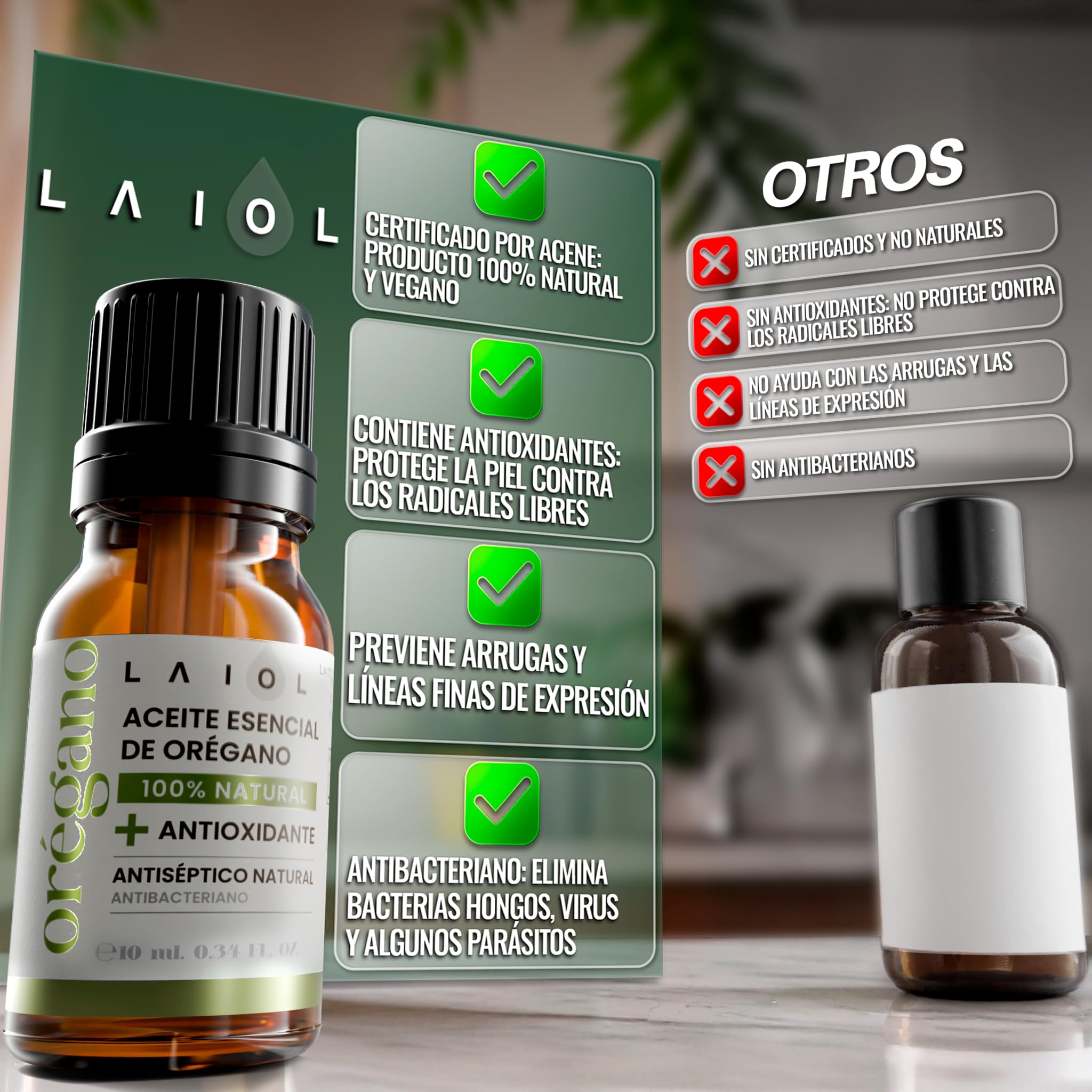 Aceite de Orégano 10 ml - Puro 100% Natural con Carvacrol - Aceite Esencial de Orégano Líquido y Orgánico - Uso Alimentario y Terapéutico - Gotas Concentradas para Bienestar, Defensa y Cuidado