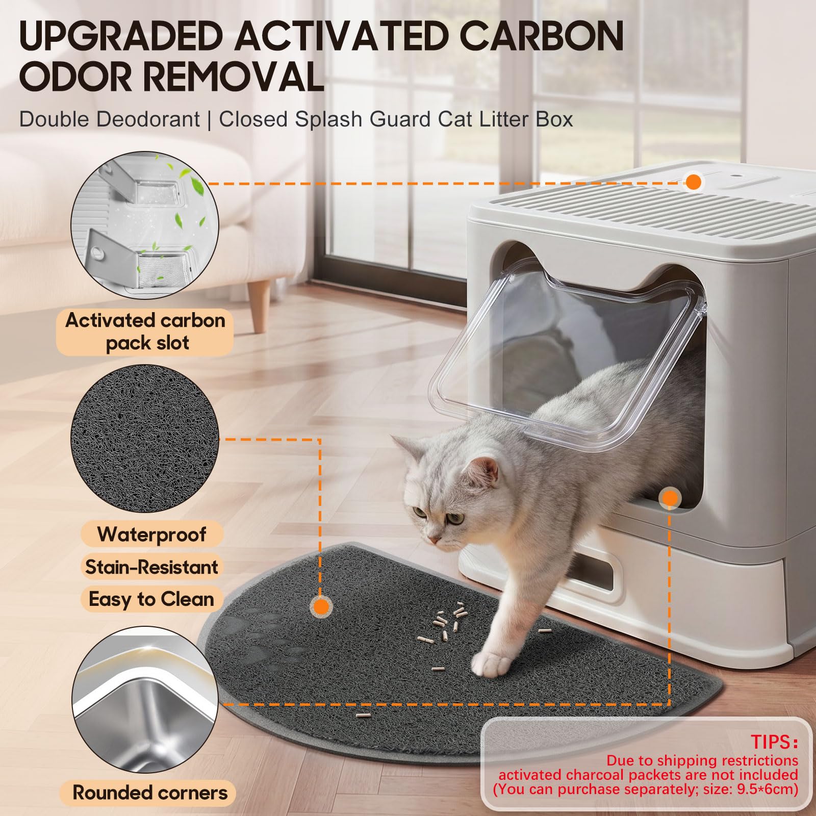 XL Arenero Gato Cubierto de Acero Inoxidable con Diseño de Cajón Cerrado | Doble Control Olores, Resistente Arañazos, Prueba Fugas, Revestimiento Antiadherente, Fácil de Limpiar, para Gatos Interior