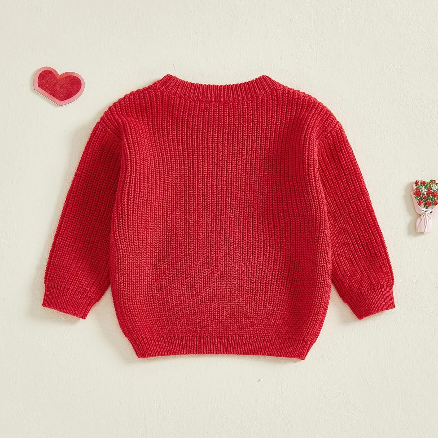 Toddler Baby Boy Valentines Clothes Lover Boy Embroidery Sweater Long Sleeve Oversized Knit Pullover Sweatshirt - Image 5