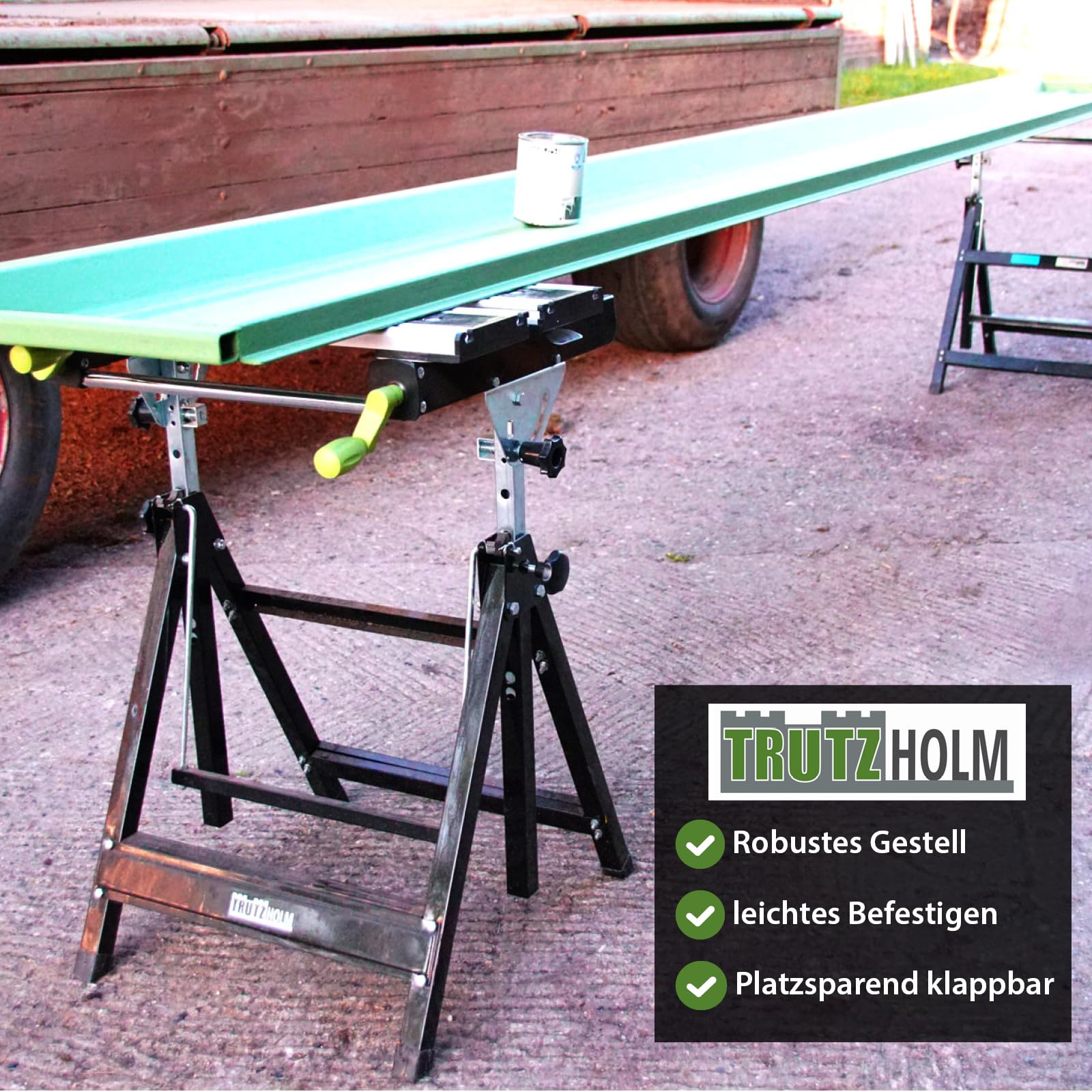 2 x TRUTZHOLM Werkbank klappbar höhenverstellbar – Premium Multifunktionswerkbank aus Alu/Stahl, 7-Fach verstellbar, 100 kg Tragkraft, mobiler Arbeitstisch für Werkstatt & Hobby
