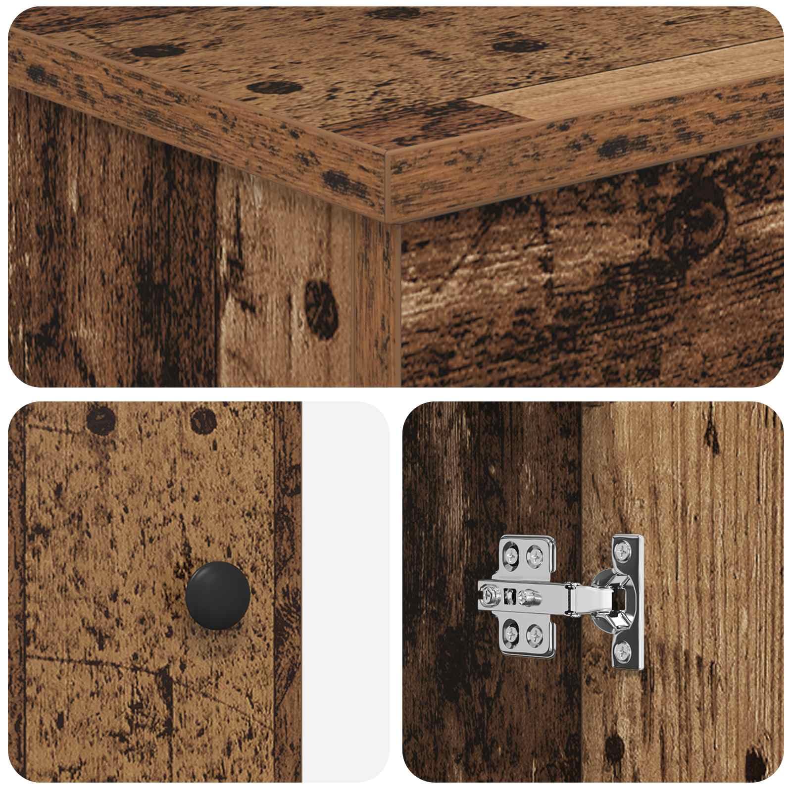 SYDE Drewniana szafka łazienkowa 54 x 41 x 70 cm | Otwarte półki, zawiasy 90 stopni, czarne metalowe gałki, konfigurowalna instalacja