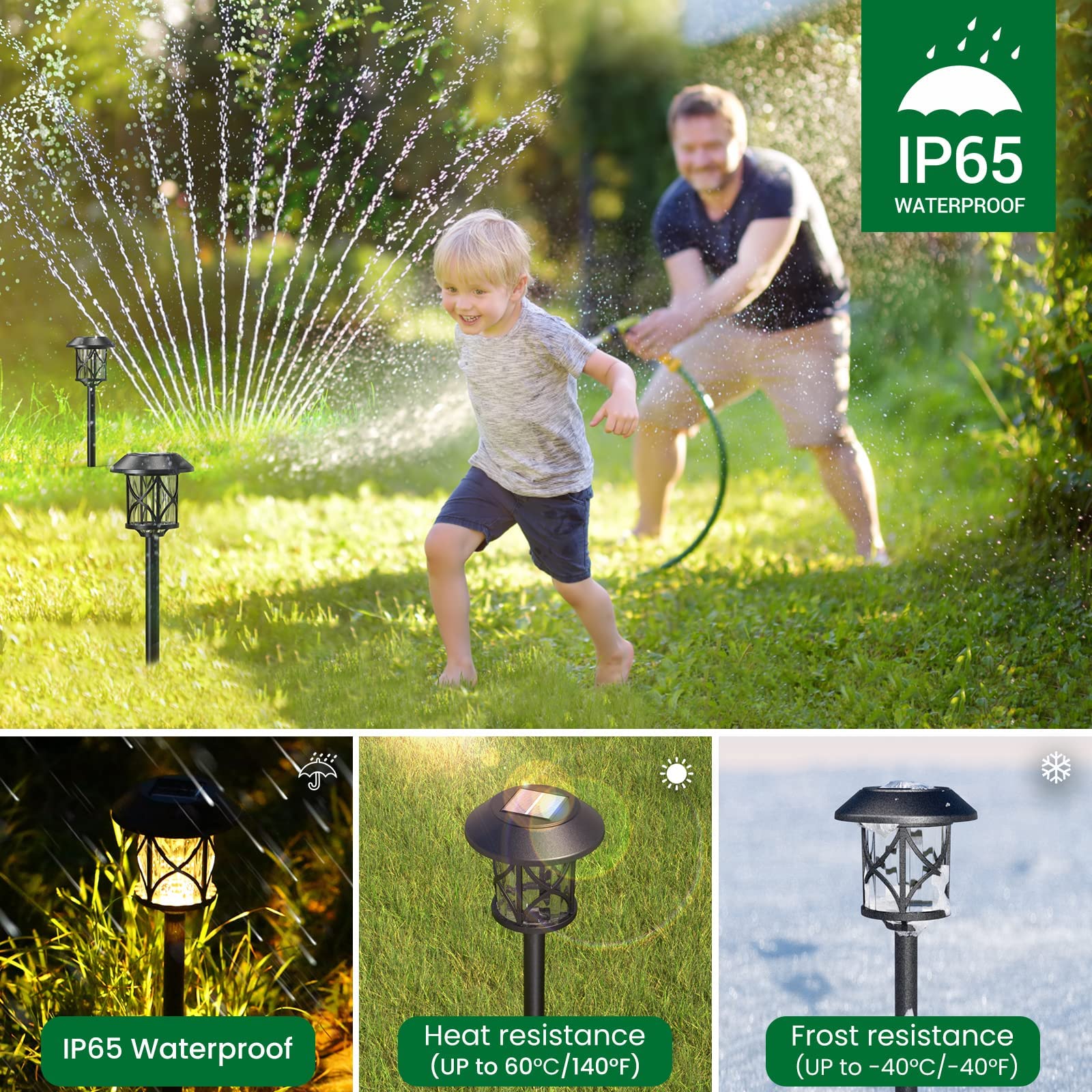 Quntis Luci Solari da Giardino LED 8 Pezzi Lampade Solari da Giardino con Automatica on/off 3200K Luci da Esterno Giardino Decorative IP65 Impermeabile per Cortile Prato Piscina Patio Vialetto Alberi