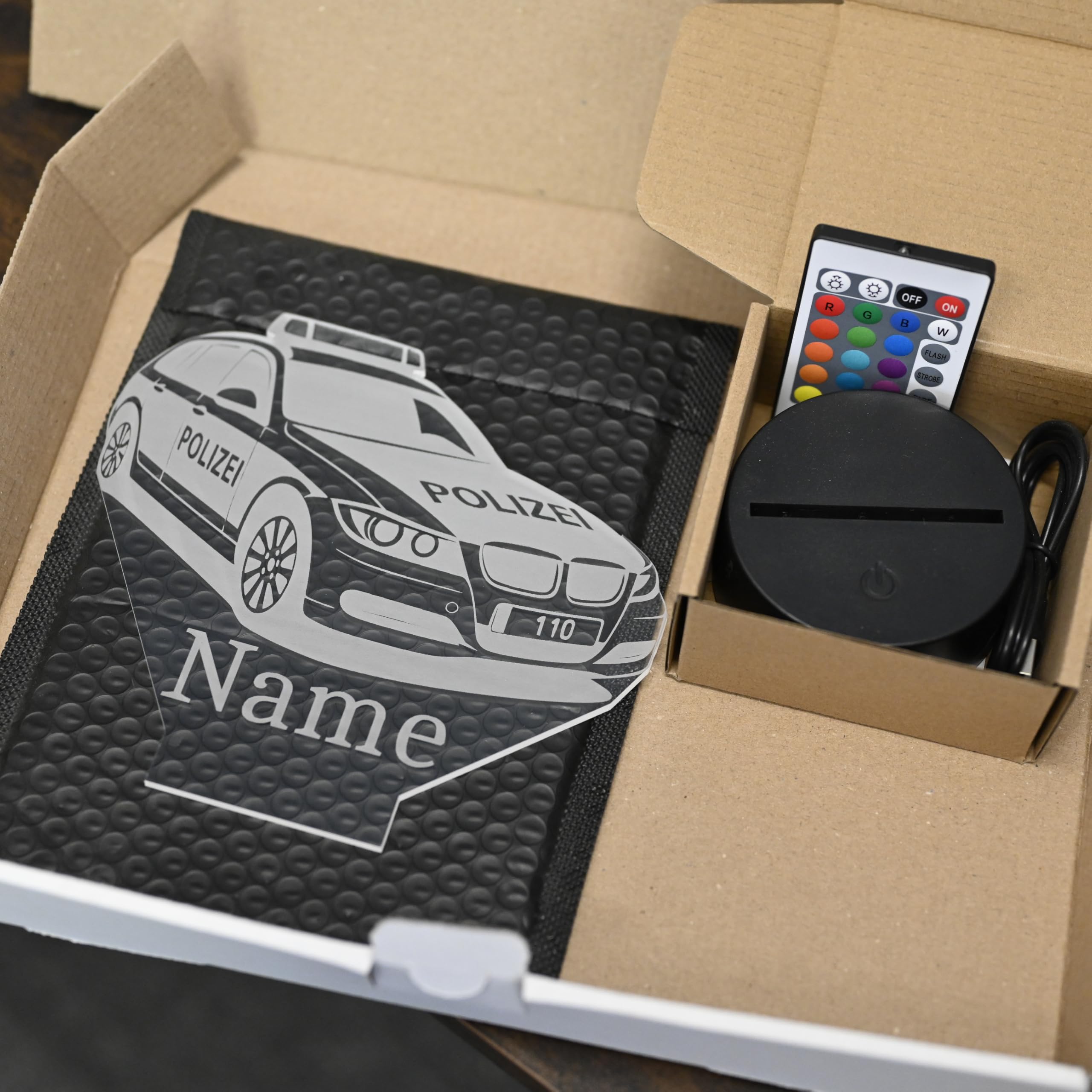 Personalisiertes LED Nachtlicht Polizei Geschenk idee für Polizeifans, dekoration für Polizisten und Polizistinen Sport auto als Polizei auto Polizei Wagen Klassisch