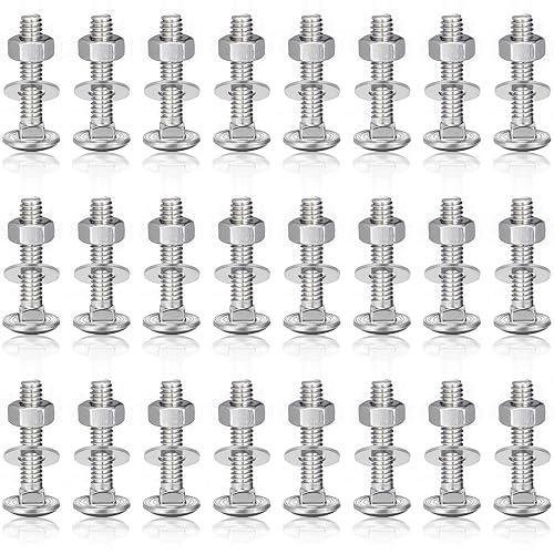 Miniatura 19 de Zonon 25 Juegos de Pernos de Carruaje y Tuercas de Acero Inoxidable de 1/4-20 x 1-1/2 pulgadas, Cabeza Redonda Cuello Cuadrado, Pernos de Carruaje
