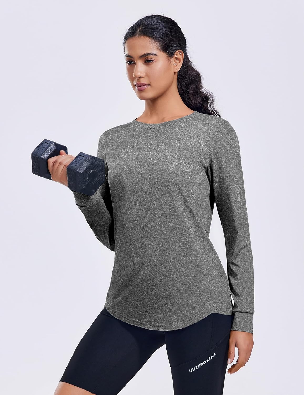PINSPARK Long Sleeve Workout Tops for Women Crewneck Yoga Shirts Lightweight Athletic Gym Running Fall Sport T-Shirt - Image 5