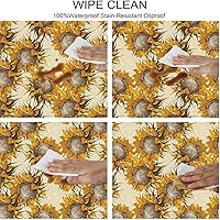 Vista 78 de Mantel ajustable de girasol, patrón de campo rural inspirado en el arte popular, casa de campo, granja, mantel impermeable para interiores y Verde