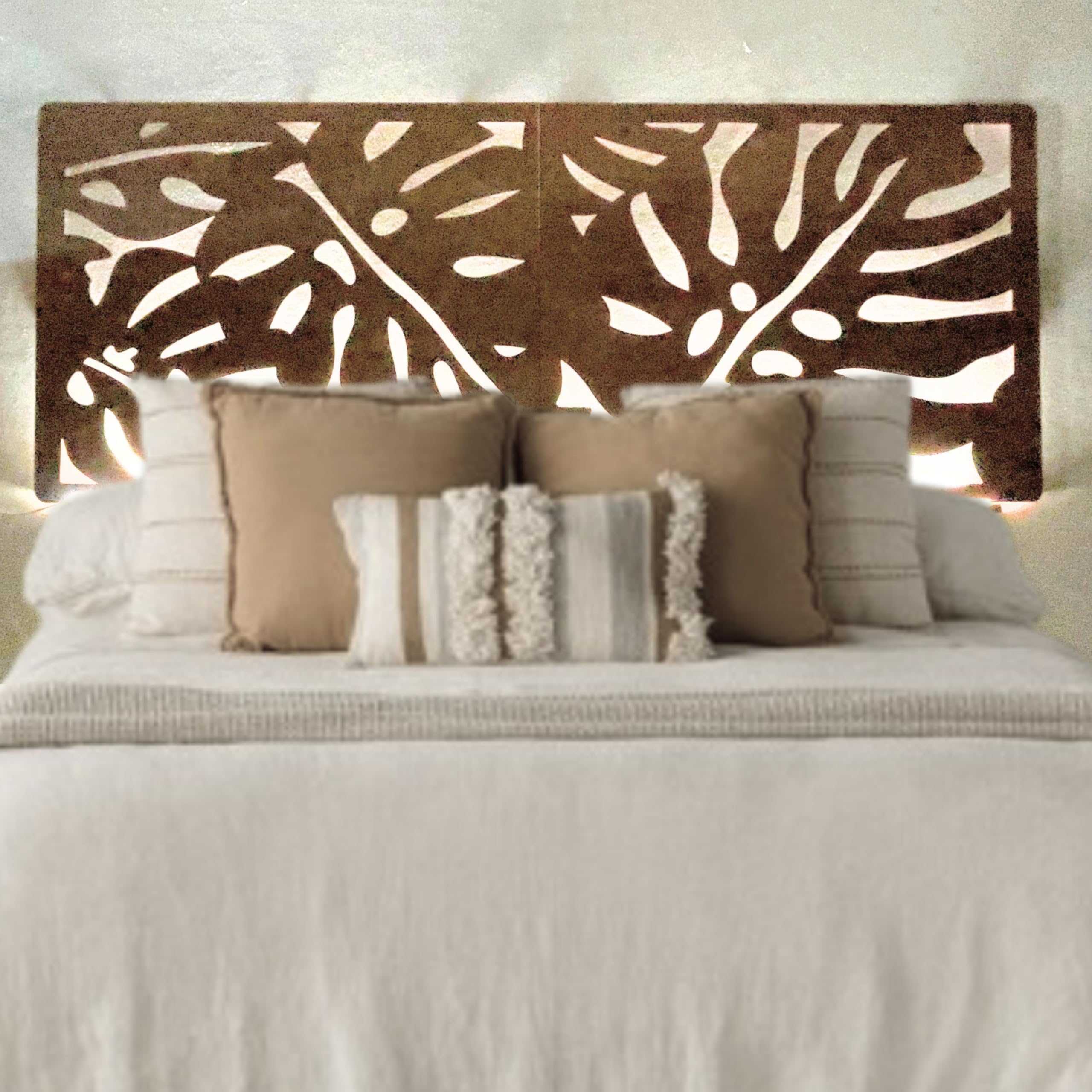 Cabecero cama 90,105,135,150, monstera, decoracion pared, madera (Monstera cuadro)