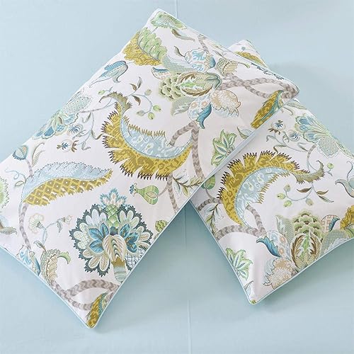 Vista 23 de SOFTTA - 1 funda nórdica + 2 fundas de almohada Paisley Modern Juego de cama 100% algodón egipcio Amanda Azul