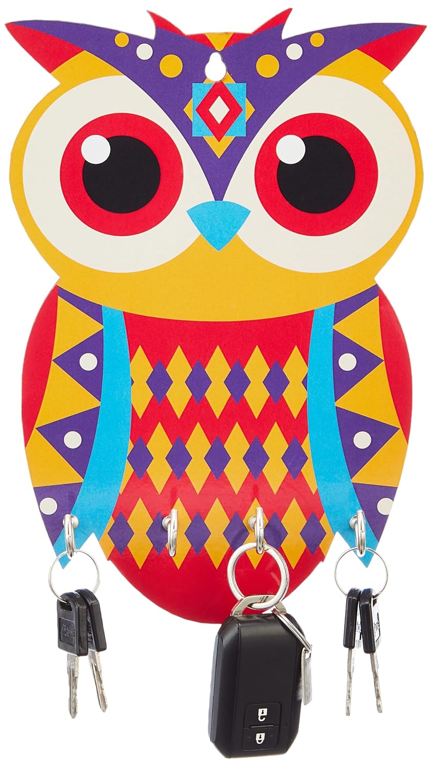 Amazon Brand - Solimo Wooden Owl Key Stand for Wall | 4 Hooks offers donot miss
