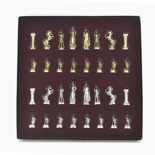 Miniatura 8 de GiftHome Juego de ajedrez medieval de metal del ejército británico para adultos, piezas hechas a mano y tablero de ajedrez de madera maciza natural