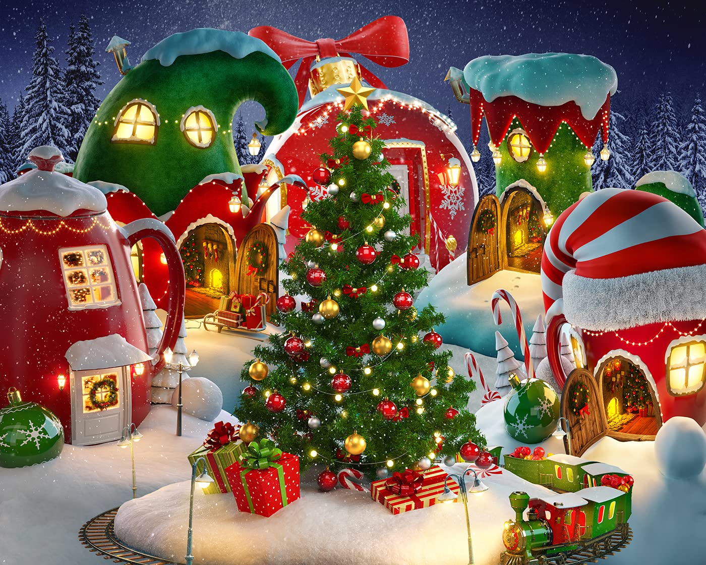 Winter Fotohintergrund 3x2,4 M – Weihnachtsdeko, Verschneites Wunderland Für Foto-Shootings