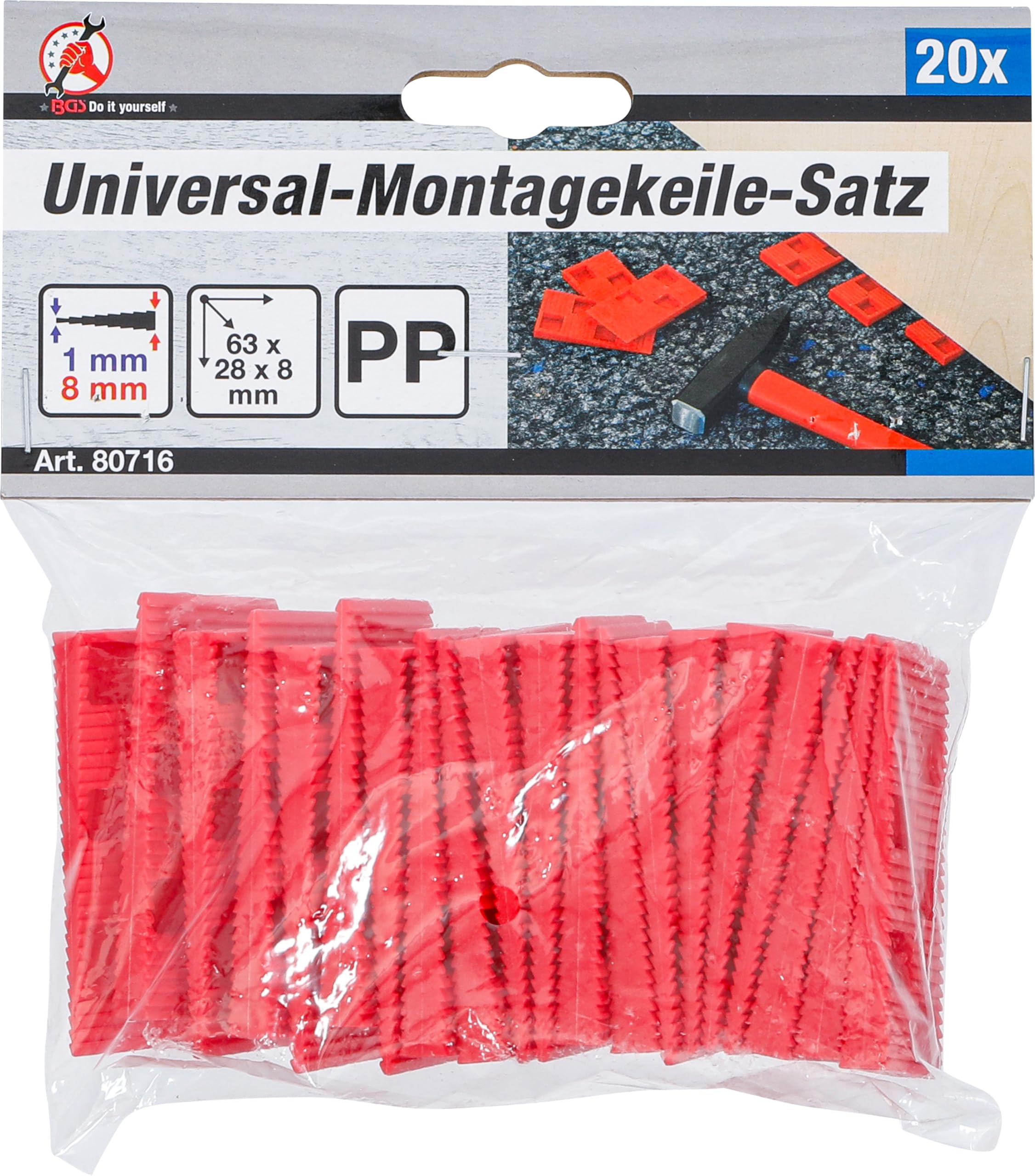 BGS Diy 80716 | Serie di cunei di montaggio universali | plastica | 20 pz.
