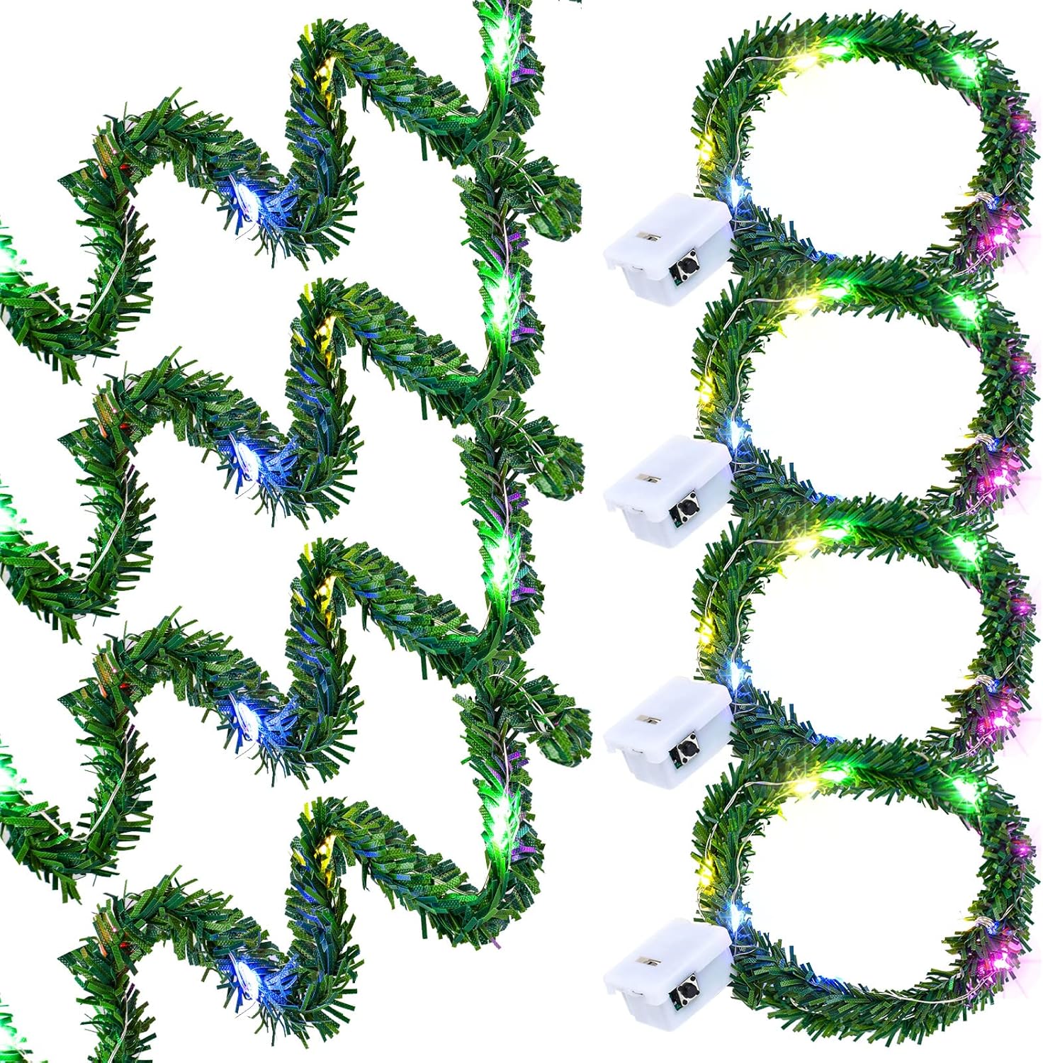 Spiareal 8 Pcs Dollhouse Miniature Christmas Garland Lights Led Mini Wreath