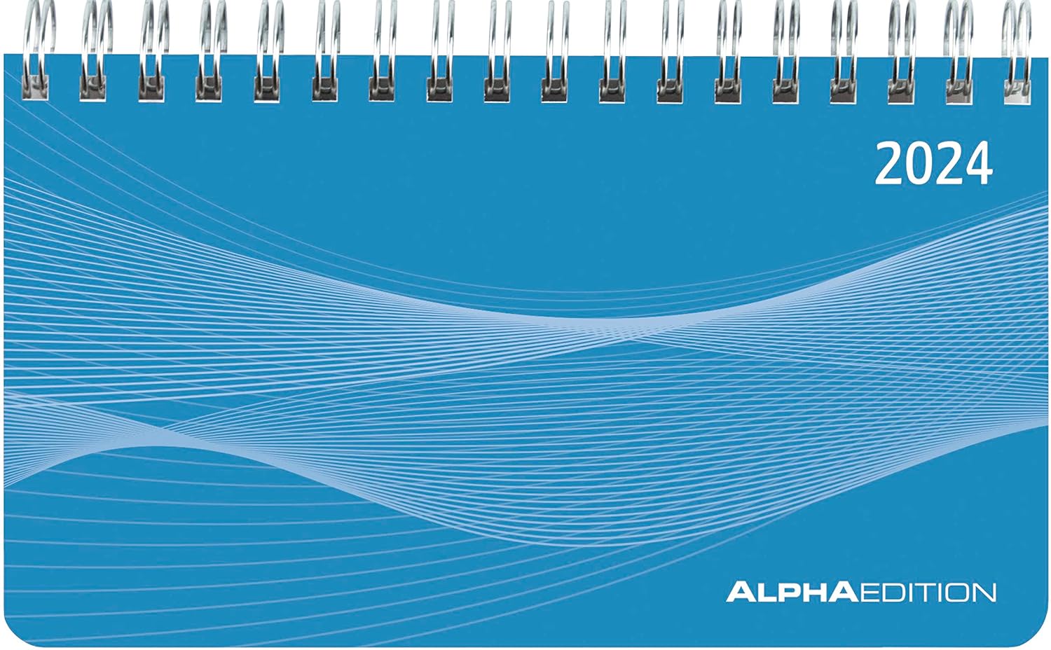 Horizontal Calendar Mini PP Cover Blue 2024 - Desk Calendar - Office Planner 15.6 x 9 cm - 1 Week 2 Pages - Ring Binding - Alpha Edition      Calendar – Desk Calendar, May 1, 2024
