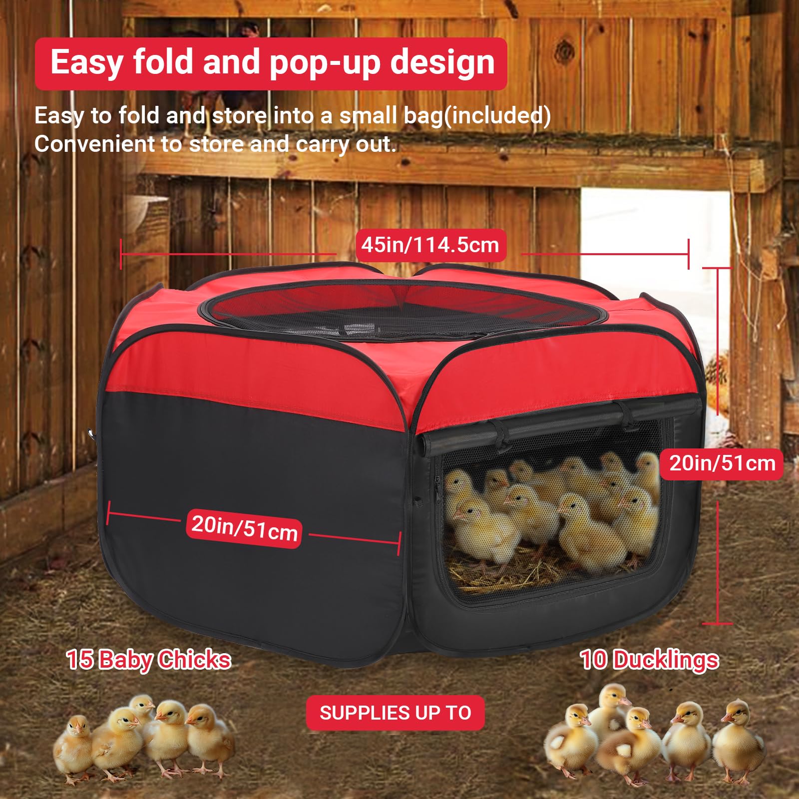 FAMIROSA Caja de cría para pollitos, kit de iniciación, criadores de pollos emergentes y transpirables, caja de cría plegable/corralito con placa de cría de 10 x 10 pulgadas, bebedero de pollos