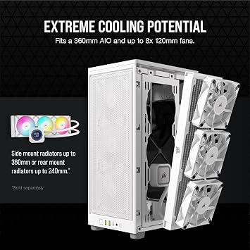 Corsair 2000D AIRFLOW Mini-ITX PC Case - Mini-ITX Form-Factor - Steel Mesh Panels - Three-Slot GPU Support - Cooling-Optimised interior - Modern Front Panel I/O - White