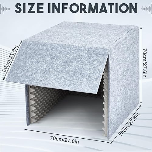 Miniatura 2 de Cubierta de escritorio insonorizada de escritorio de 14 x 14 x 14 pulgadas, cabina de grabación vocal portátil, escudo absorbente de voz, cubo de