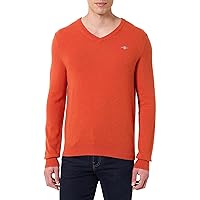 GANT Extrafine Lana di Agnello con Scollo a V, Arancione Scuro