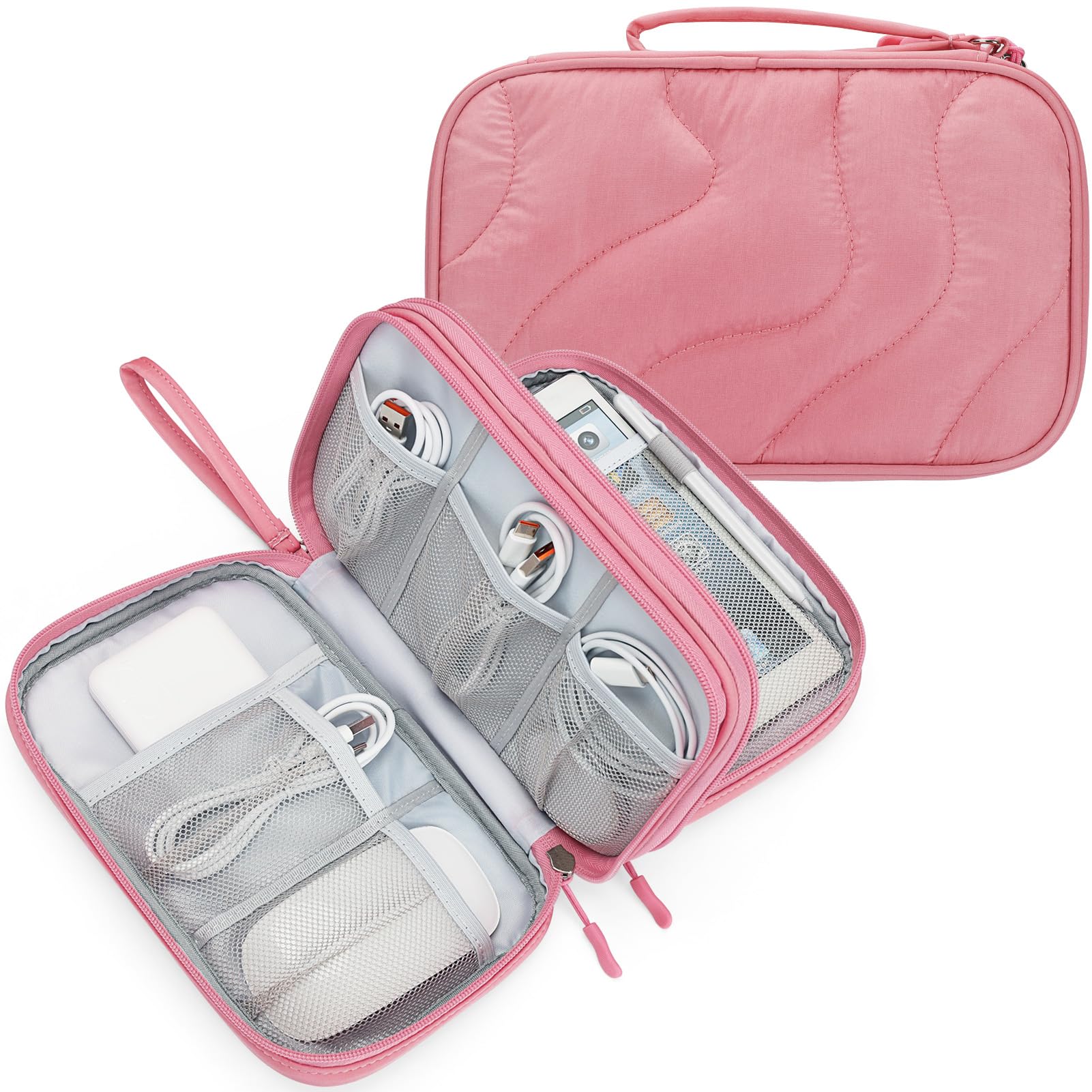 Skycase Tech Pouch - Lightweight Electronics Organizer Travel Case, Double Layers Cable Organizer, All-in-One Storage Bag for Charger, Cord, Phone, Flash Drive, Accessories