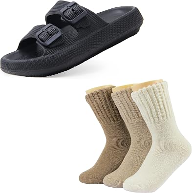 Weweya Flat Sandal and Thermal Socks