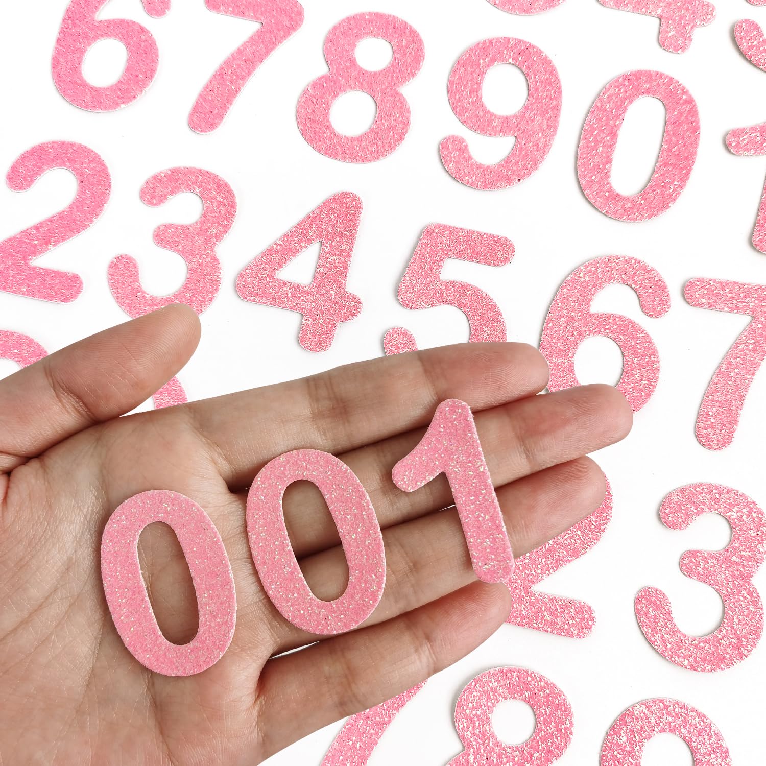 30 Pcs Glitter Number 0 to 9 Iron-on Numbers, for Jackets, Backpacks, Hats and Shirts - Pink