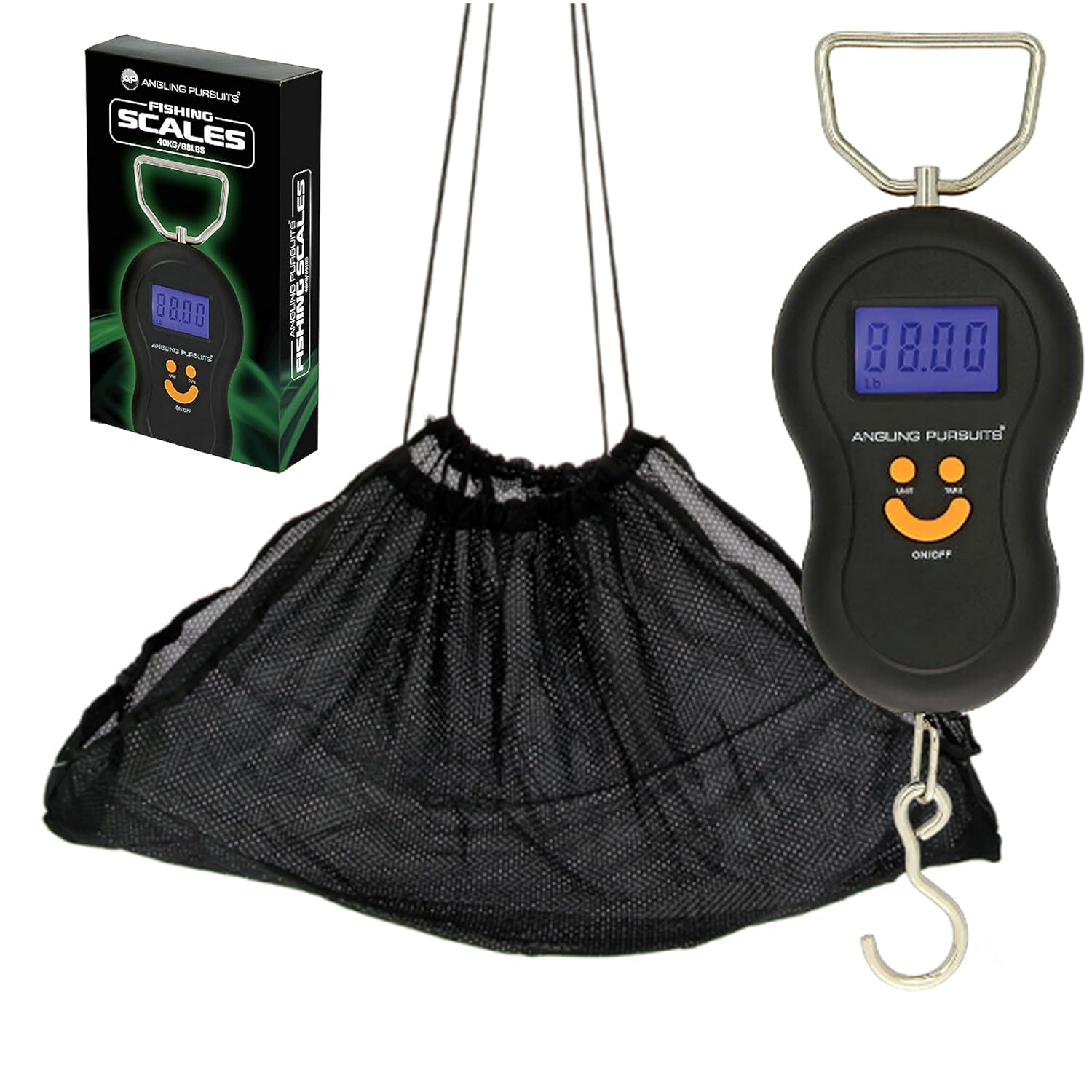 DIGITAL FISHING SCALES ANGLING PERSUITS 40KG + NGT BLACK WEIGHING SLING