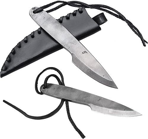 Toferner Cuchillo forjado a mano con funda, hoja endurecida, funda de cuero auténtico, artesanía hecha a mano, idea de regalo para hombres (marrón)