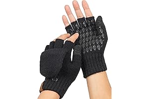 Trendoux Winter Gloves for Men and Women: Warm Knit Convertible Fingerless Mittens