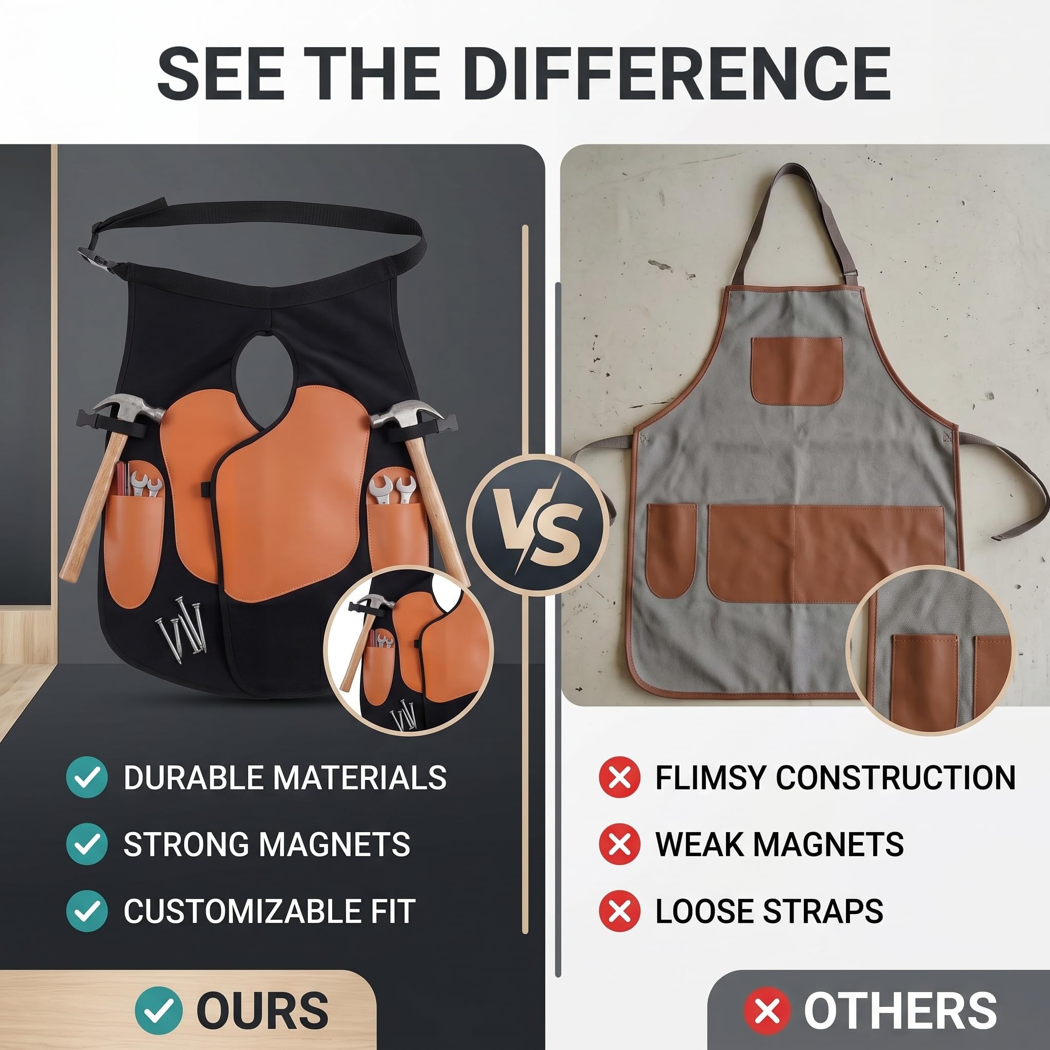 Yctze Delantal para cascos, Herramientas de herrador Con Piel de vaca, gamuza, lino Cinturón ajustable Ergonómico Delantal para el cuidado de los cascos Para herrar y cuidar los cascos