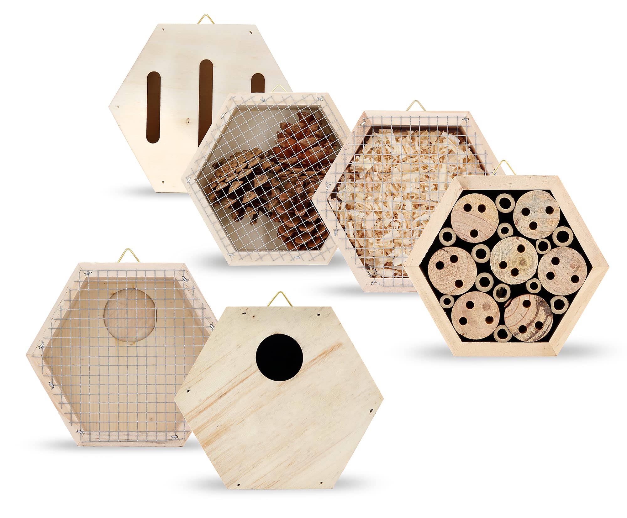 FLORTUS Set aus Insektenhotels, Vogelfutterhaus und Nistkasten im Set | Insektenhotels kombinierbar | Bienenhotel Schmetterlingshaus Marienkäferhaus
