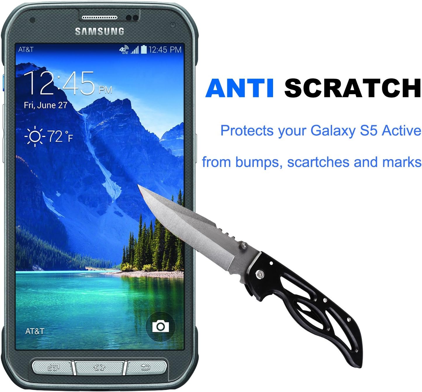 [3 Pack] Samsung Galaxy S5 Active Screen Protector (Not for Galaxy S5), Nearpow® [Tempered Glass] Screen Protector with [9H Hardness] [Crystal Clear] [Easy Bubble-Free Installation] [Scratch Resist]