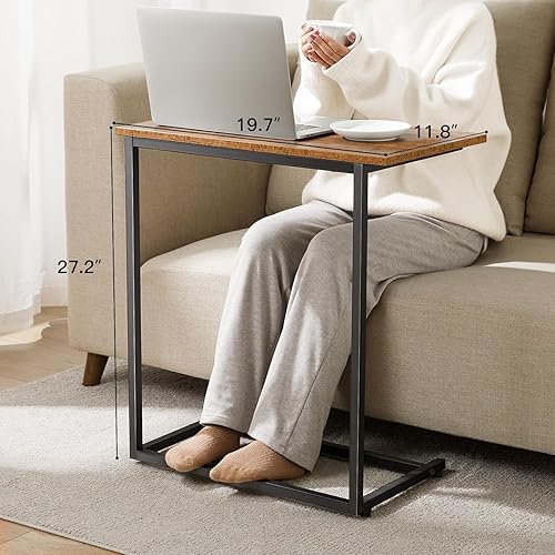 Miniatura 3 de Pipishell Mesa auxiliar en forma de C de 27 pulgadas de alto, mesa auxiliar para sofá deslizable inferior, mesa auxiliar para sofá para sala de
