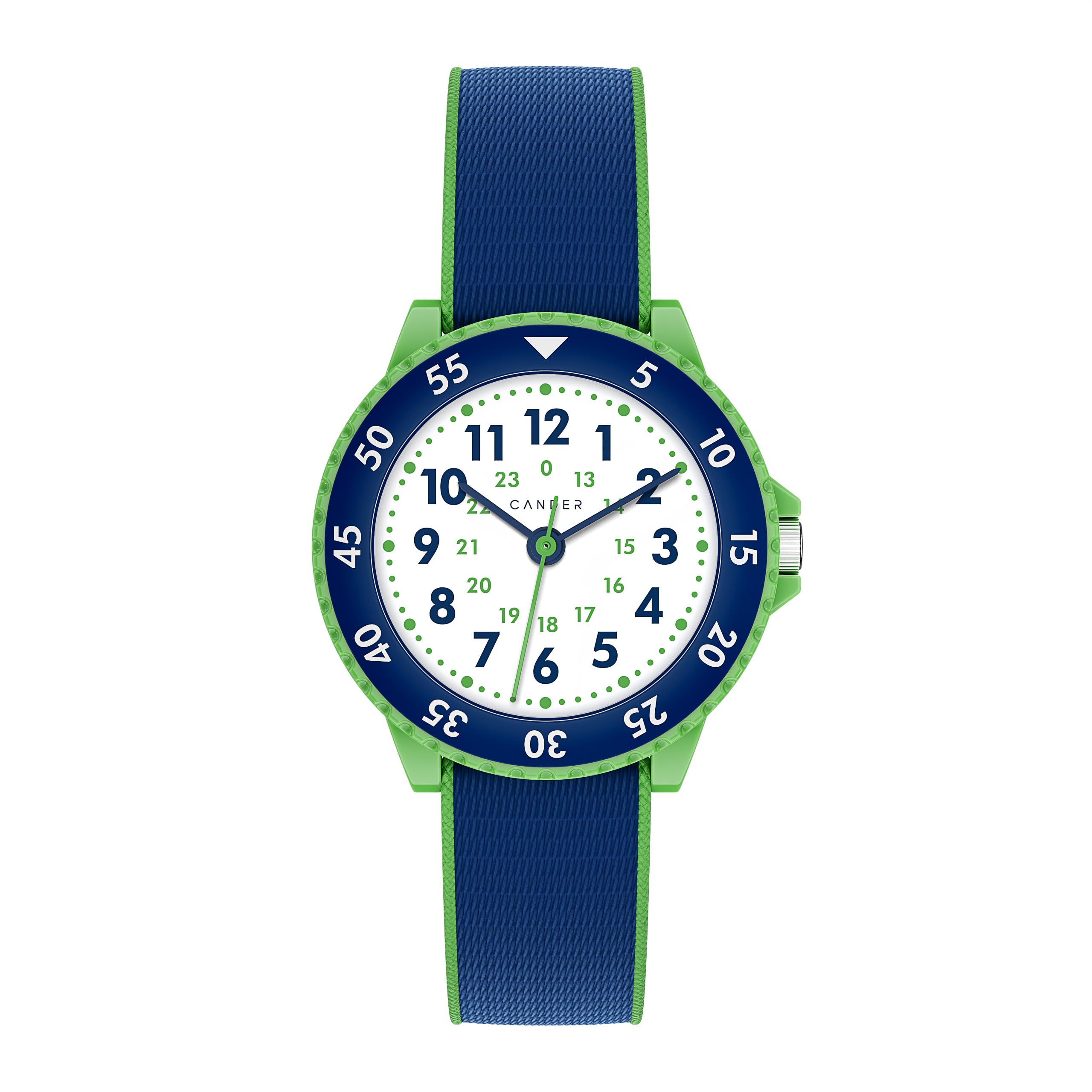 Cander Berlin MNA 0330 D Montre d'apprentissage analogique pour enfant avec fermeture Velcro Étanche 3 ATM