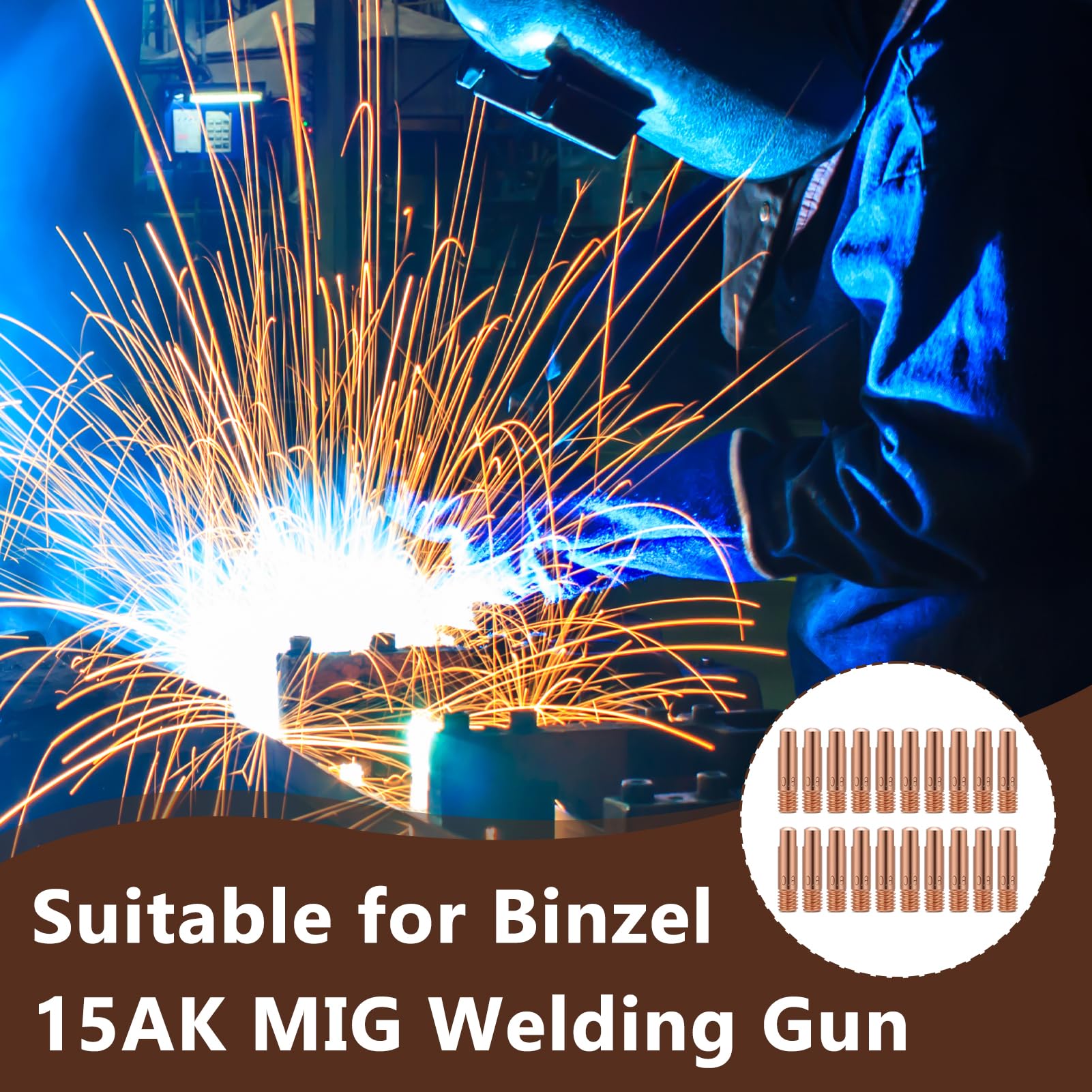 20 Punta Guidafilo M6 0.8 mm in Rame, MIG MAG 15AK Ugelli Saldatrice Filo, Accessori per Saldatura, Ugelli di Corrente per Torce Saldanti per Saldatura a Gas con Alta Conducibilità Elettrica e Termica
