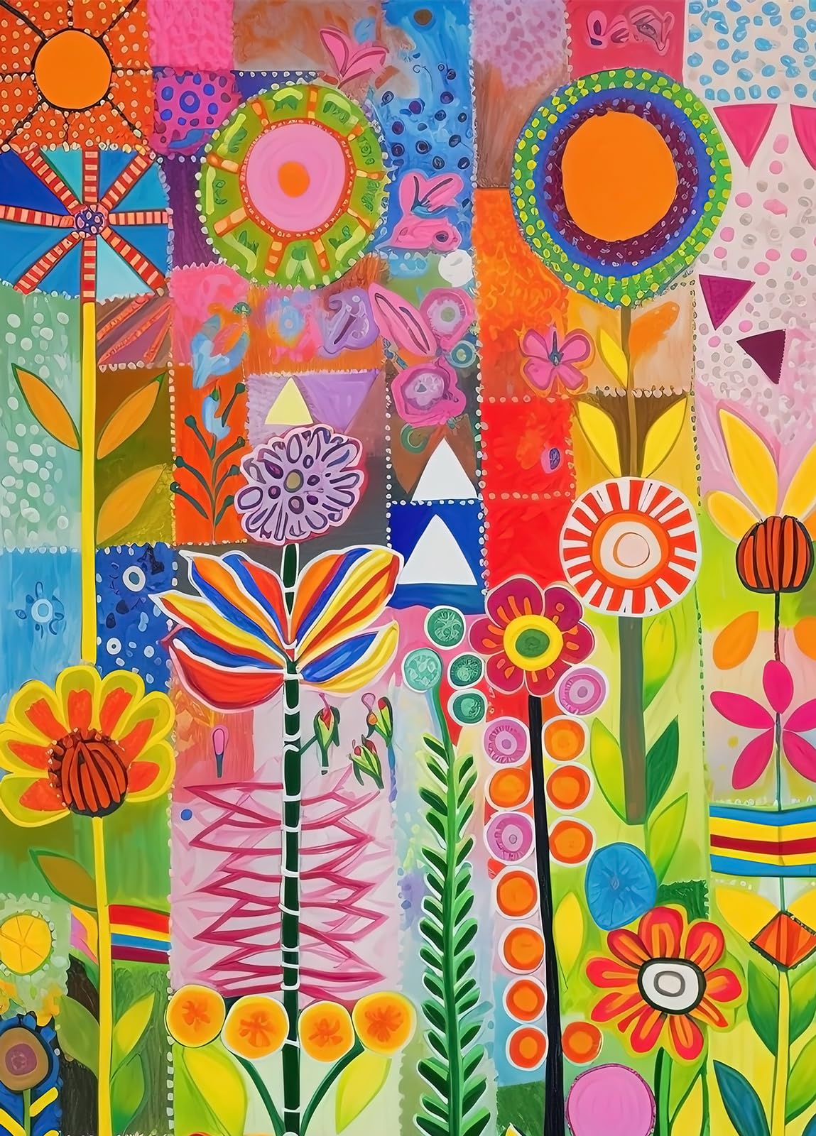 Bullglesup Puzzle 1000 Teile – Buntes Blumenmotiv Mit Poster, Buchstaben Auf Rückseite, 70x50 Cm, Für Erwachsene & Senioren