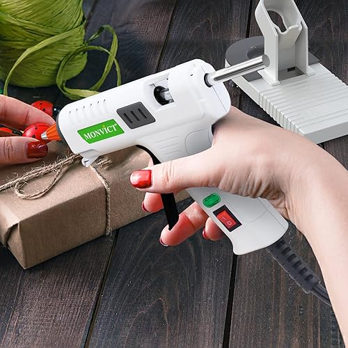 Miniatura 3 de MONVICT - Kit de pistola de pegamento caliente, mini pistola de pegamento de 40 W con punta fina y 30 barras de pegamento, soporte de ventosas y