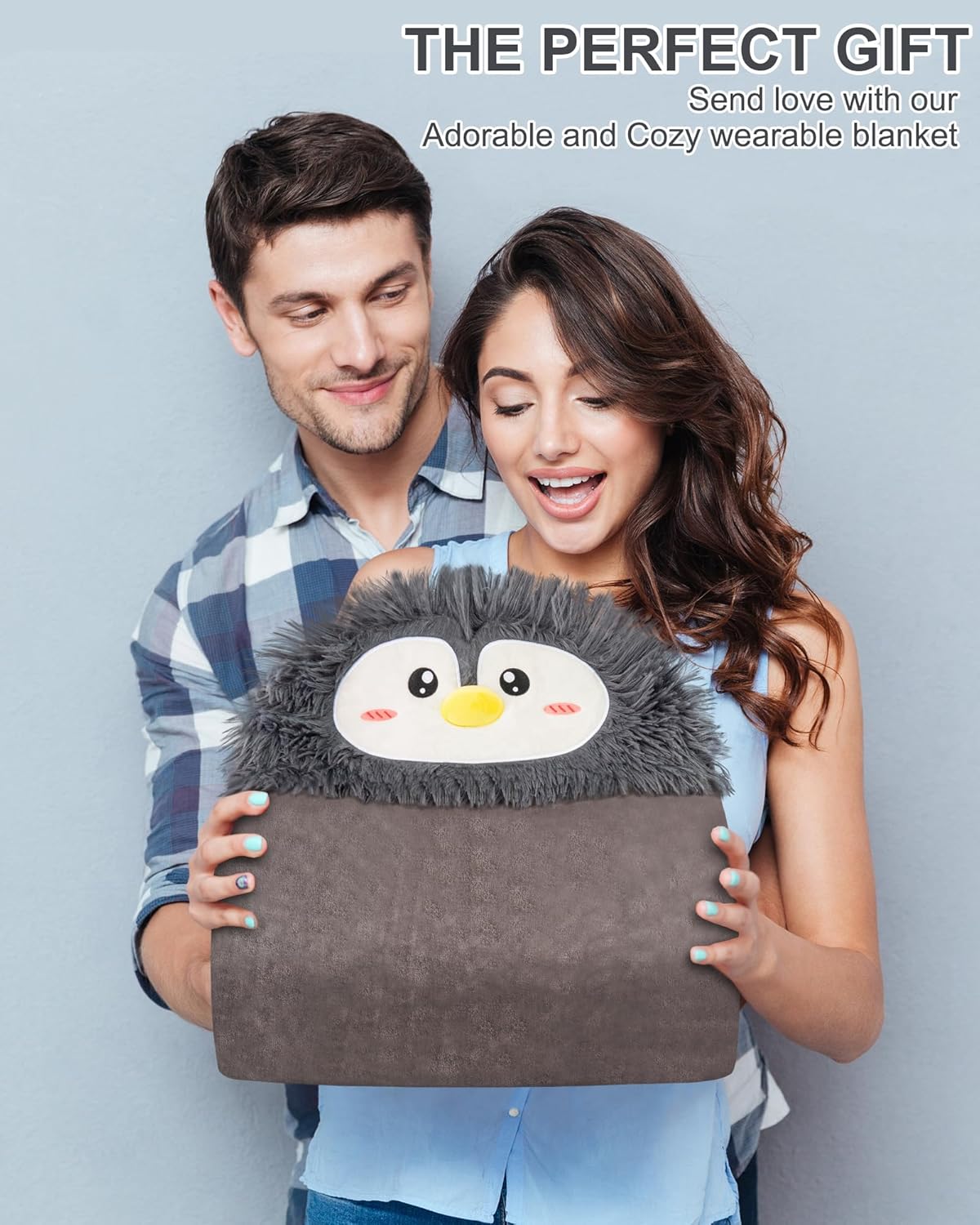 Wearable Hooded Blanket for Adults Soft Warm Cozy Plush Flannel Throw & Sherpa Hoodie Cloak Wrap Gifts for Adults - Image 9