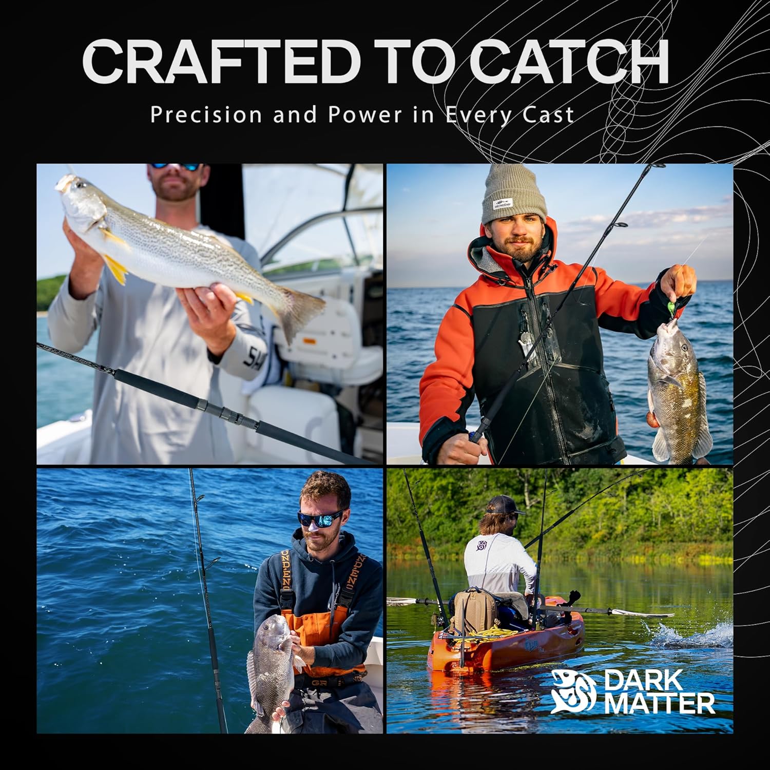 Dark Matter Fishing Rods - IO Spinning Rods for Fishing, Heavy Duty Fishing Rods for Saltwater Rod and Sea Fishing Rod - Carbon Fishing Rod, Fast Action Fishing Gear