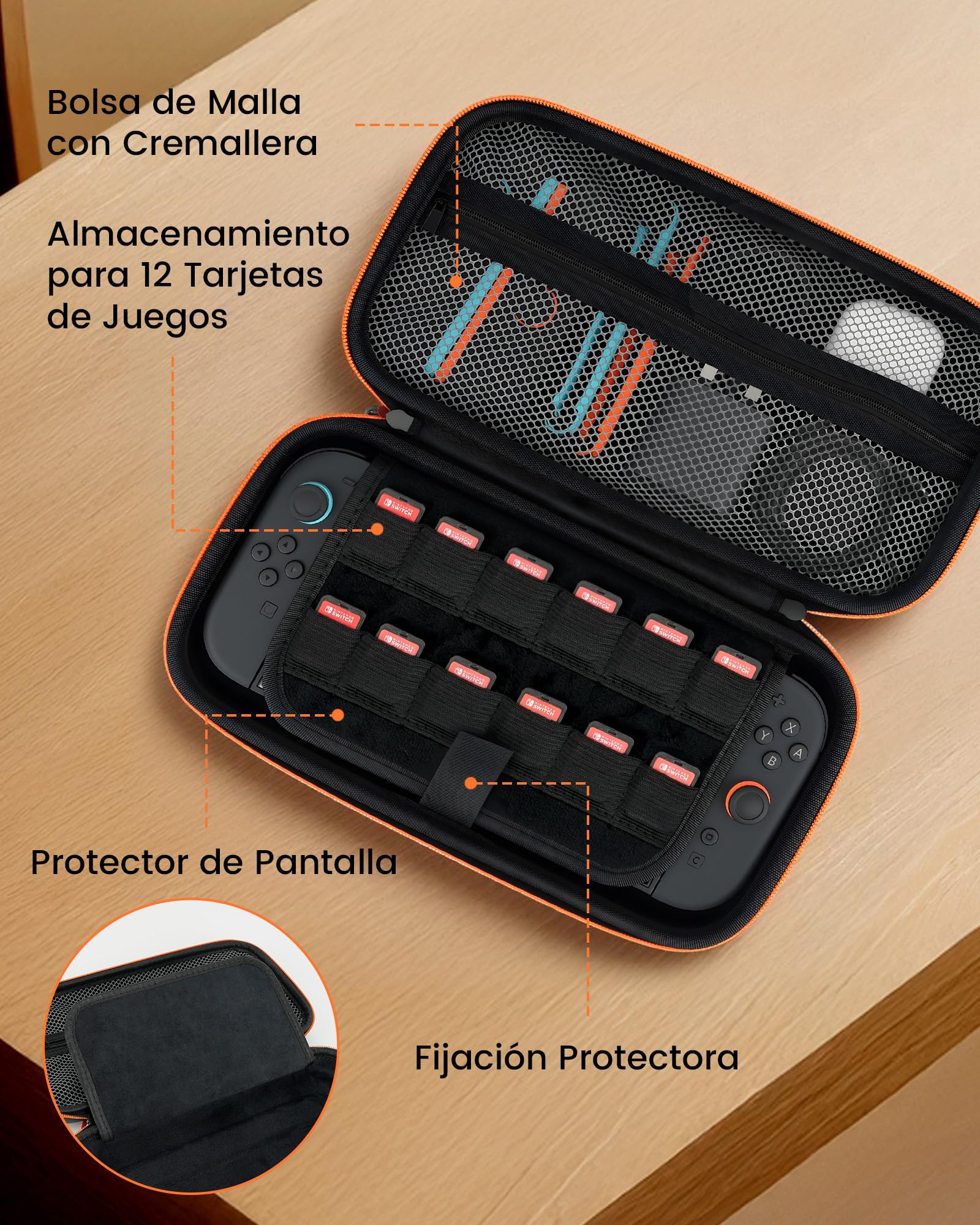 TRANSNOVO Funda para Nintendo Switch 2 (2025), Estuche de Transporte con 12 Cartuchos de Juego, Funda Protectora rígida de Viaje para Consola Nintendo Switch 2, Cargador y Accesorios, Gris