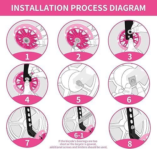Miniatura 4 de Ruedas de entrenamiento con ruedas silenciosas intermitentes para bicicletas infantiles, compatibles con bicicletas variables para niños de 12, 14,