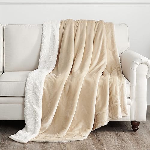 RYB HOME Manta de forro polar, tamaño individual, súper suave, mullida, de microfibra, reversible, para sofá, cama, viajes, 60 pulgadas de ancho x